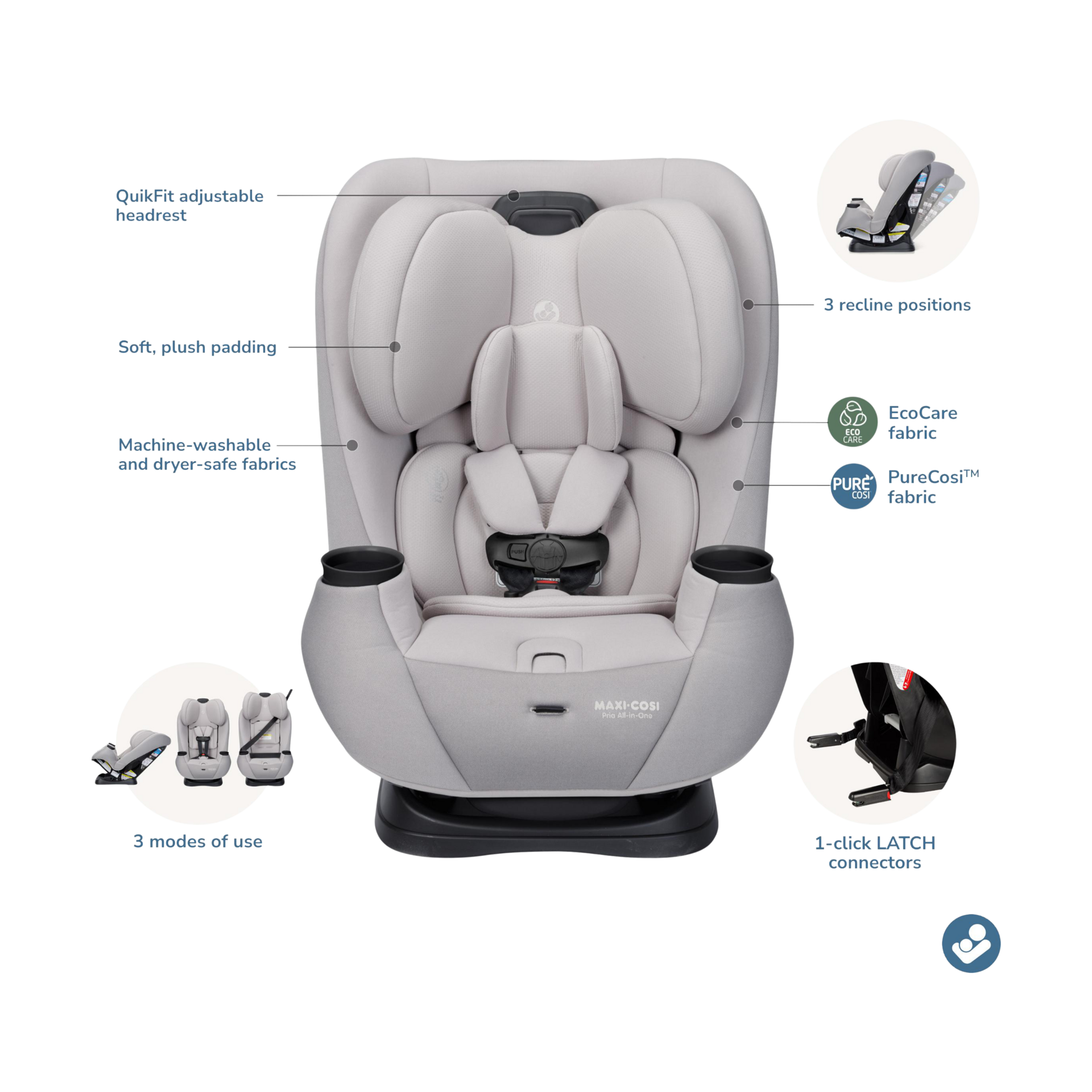 Maxi-Cosi Pria All-in-One Convertible Car Seat - Tan.