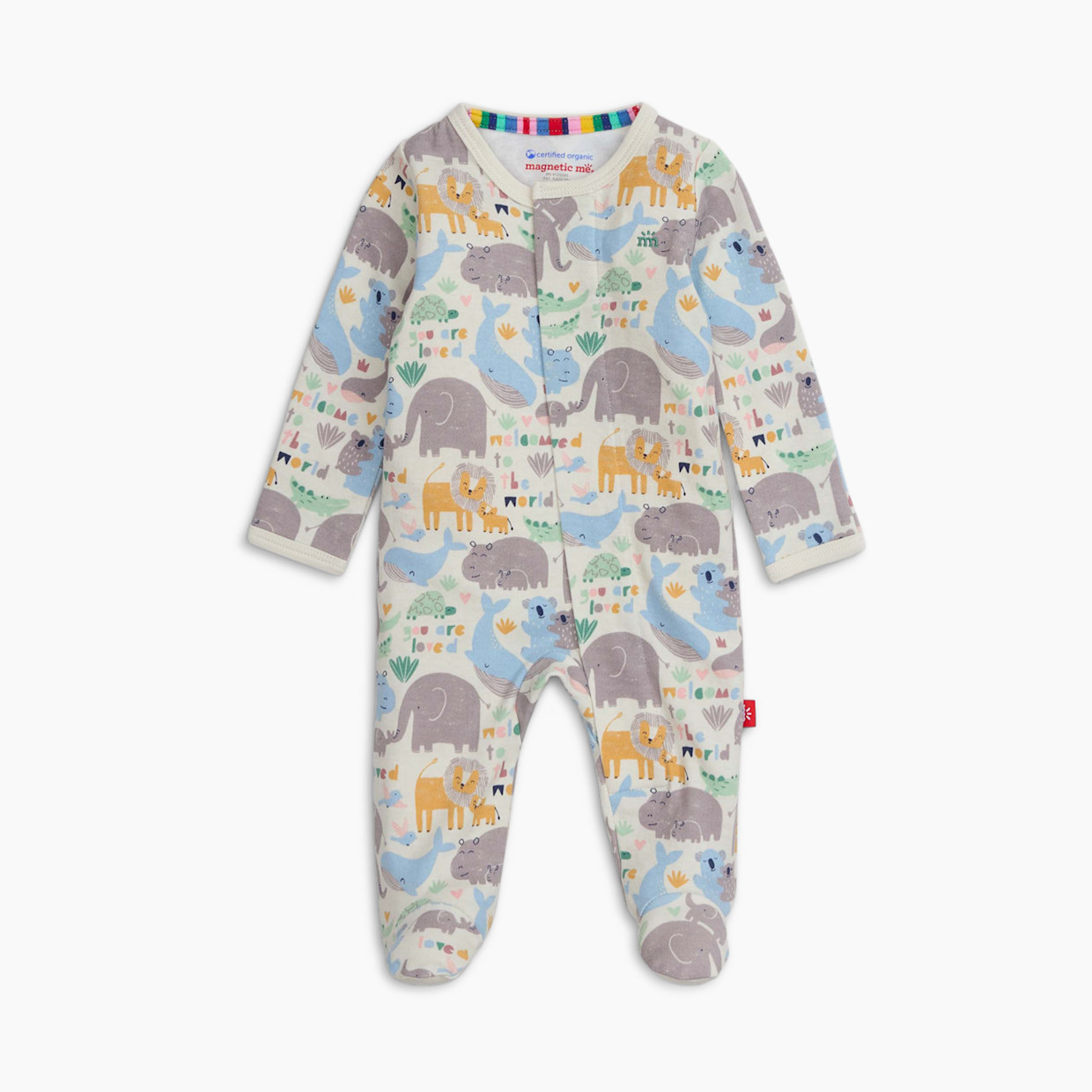 Magnetic Me Organic Cotton Footie - Little Lovin, Newborn.