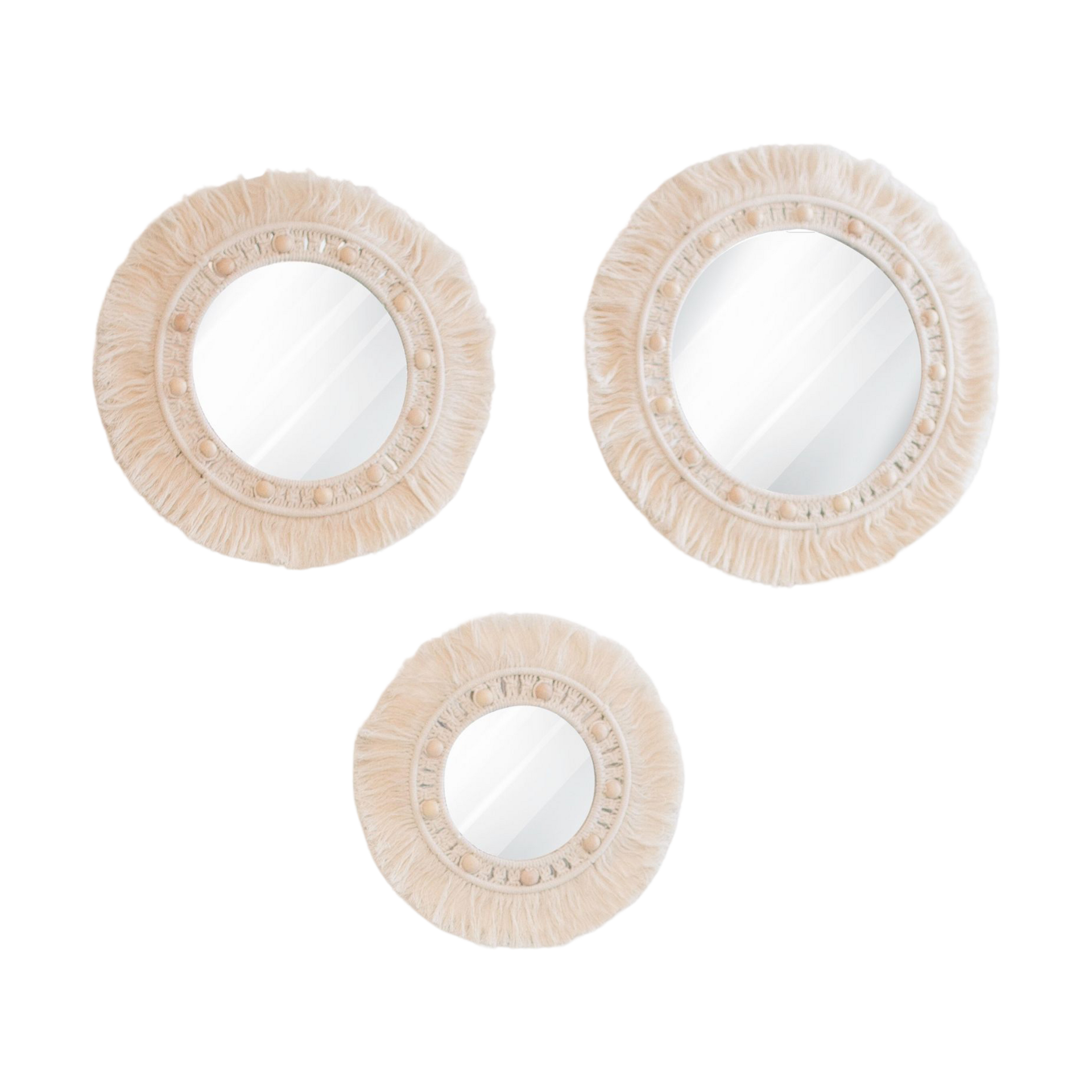 Crane Baby Willow 3-pc. Mirror Macrame Wall Hangings.