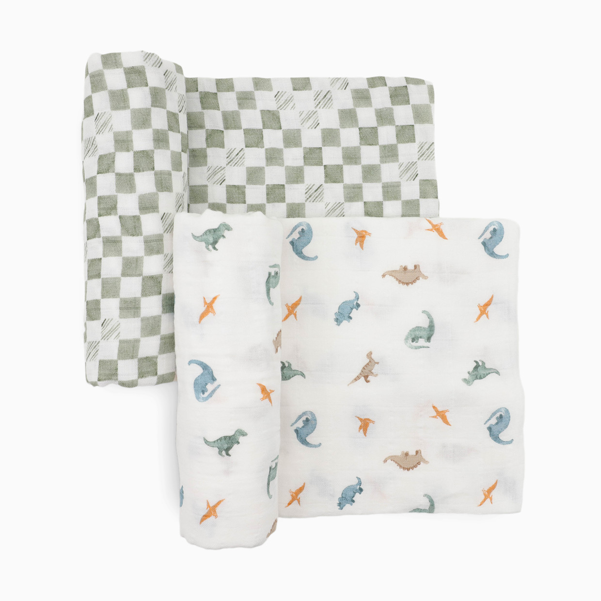Little Unicorn Organic Cotton Muslin Swaddle Blanket 2 Pack - Little Dino.