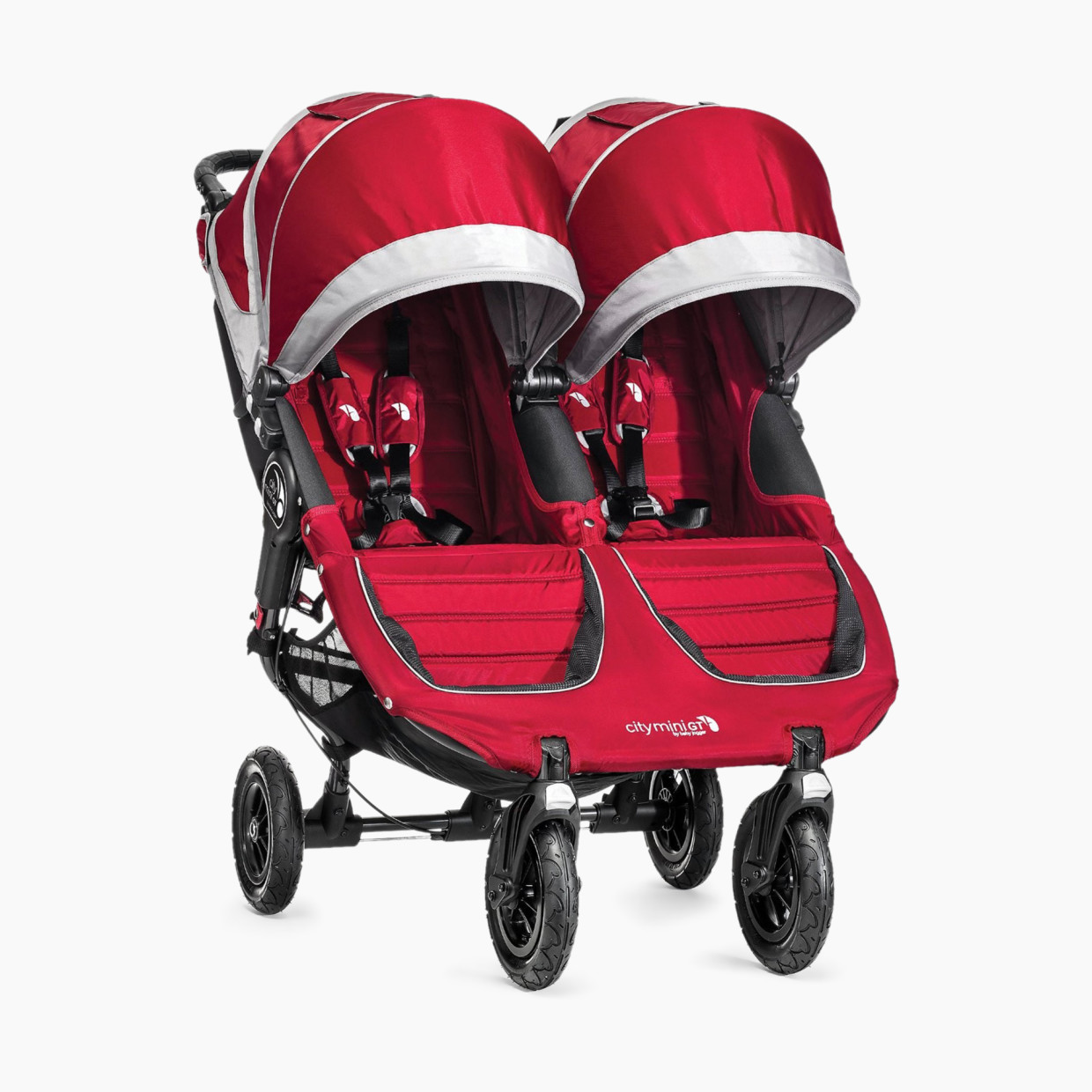 Baby Jogger City Mini GT Double Stroller - Crimson/Gray.