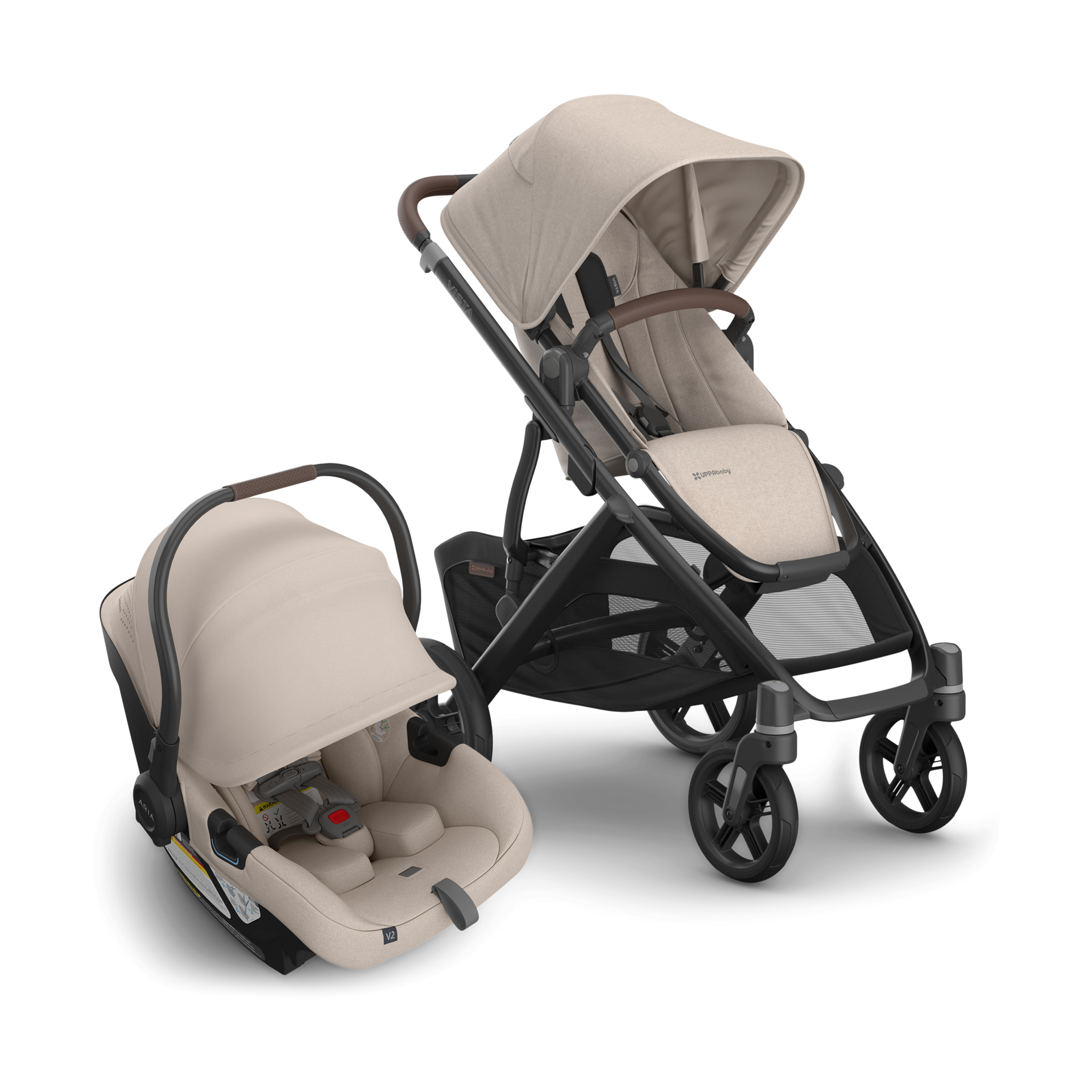 UPPAbaby Vista V3 Stroller & Aria V2 Lightweight Infant Car Seat Travel System.