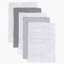 Burts Bees Baby Infant Burp Cloths, 100% Organic Cotton Extra Absorbent Soft Fabric Drool Cloths, 5-Pack Newborn Must-Have Essential Large Burping Cloths, One Size 17 x 11.75 Inches