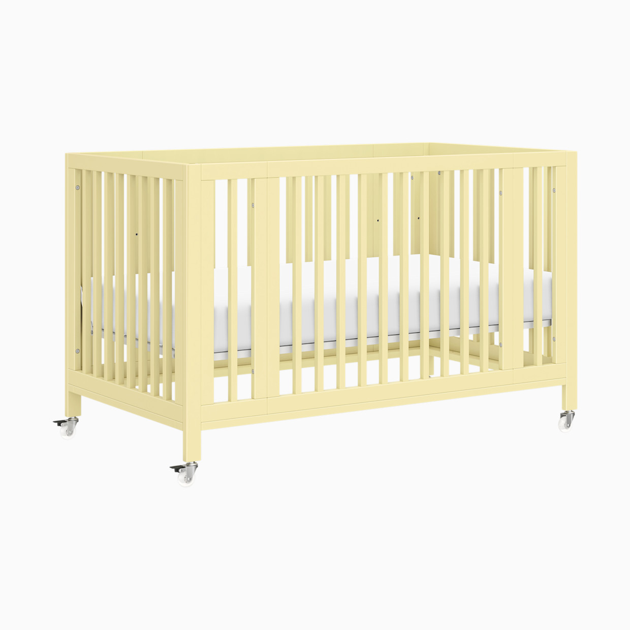 babyletto Rolli 9-in-1 Convertible All-Stages Crib with Bassinet & Toddler Bed Conversion Kits - Pale Yellow.