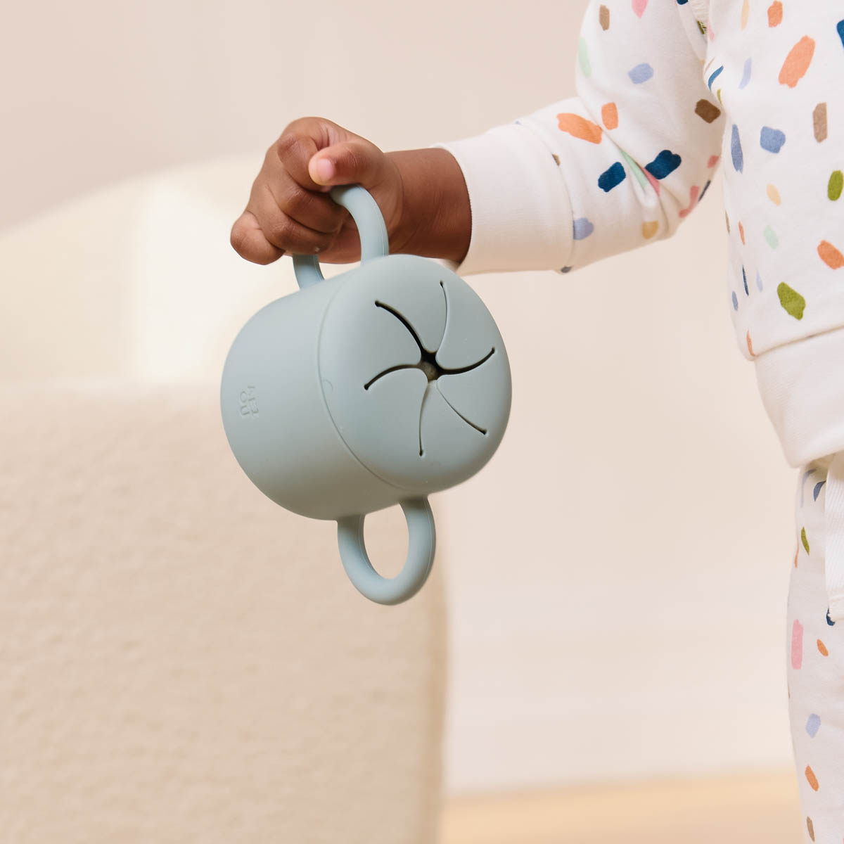 AEIOU Silicone Snack Cup (2 Pack) - Sage/Oat Speckle.