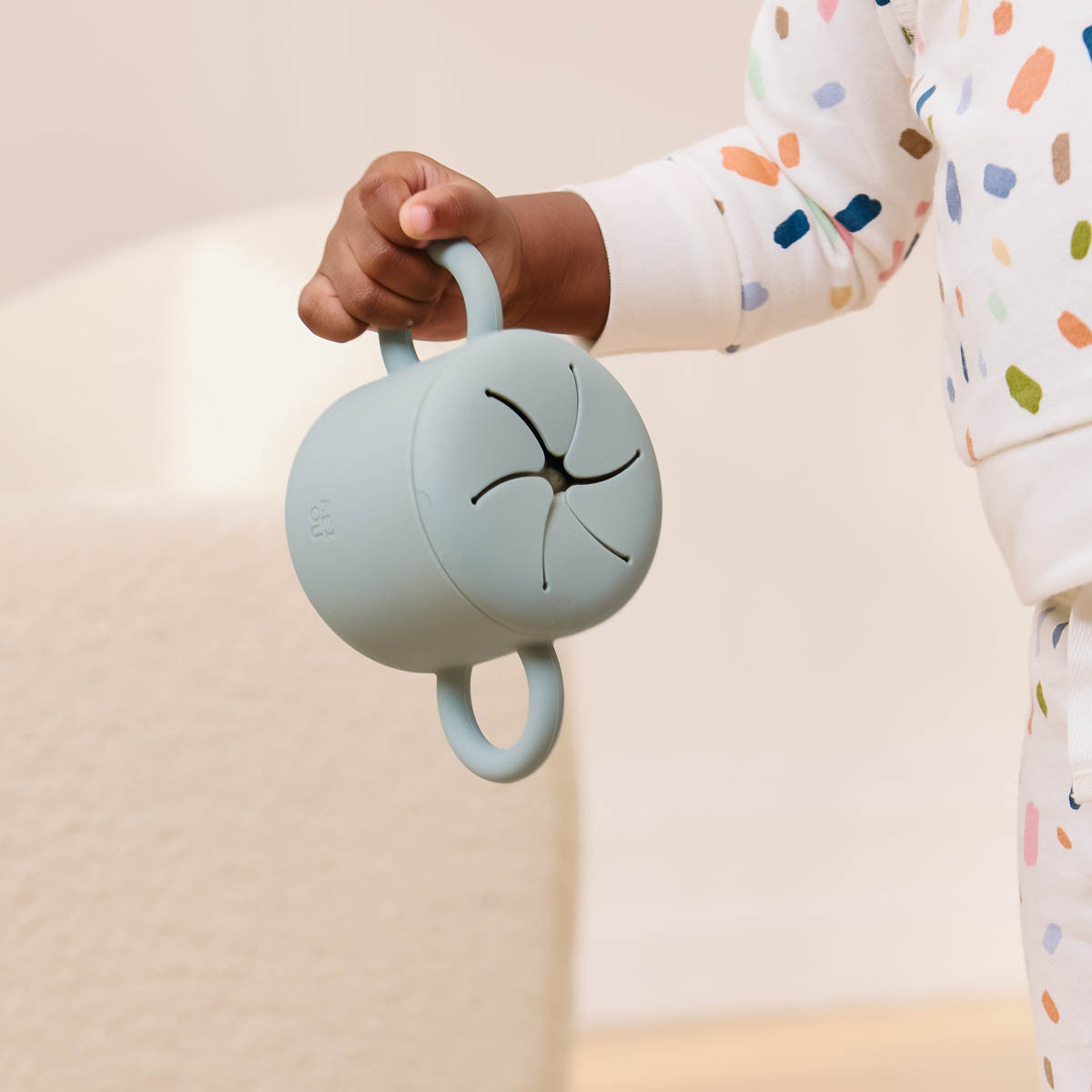 AEIOU Silicone Snack Cup (2 Pack) - Sage/Oat Speckle.