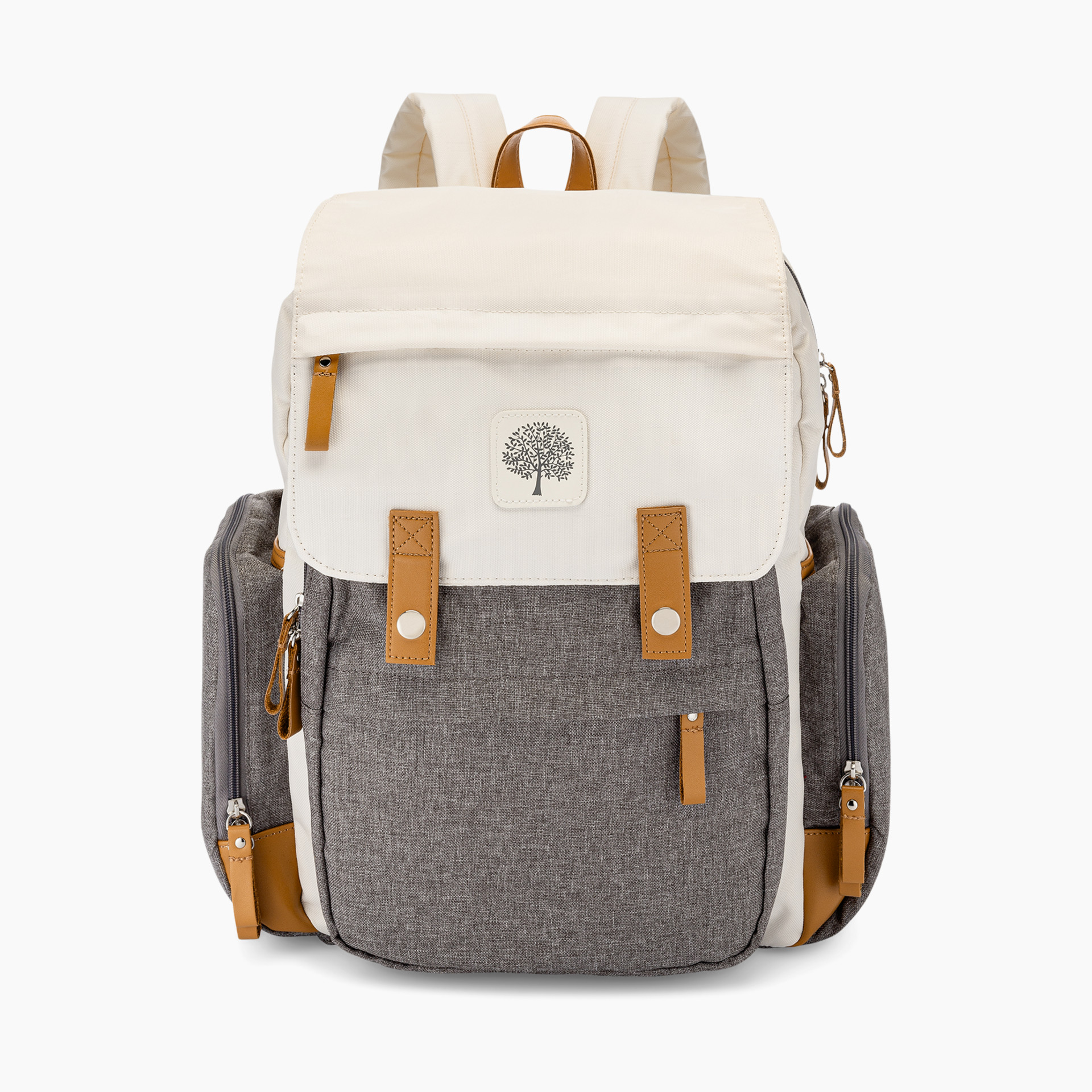 Parker Baby Diaper Backpack with Gray - Stroller Straps & Changing Pad Included - Color Block Cream Birch Bag