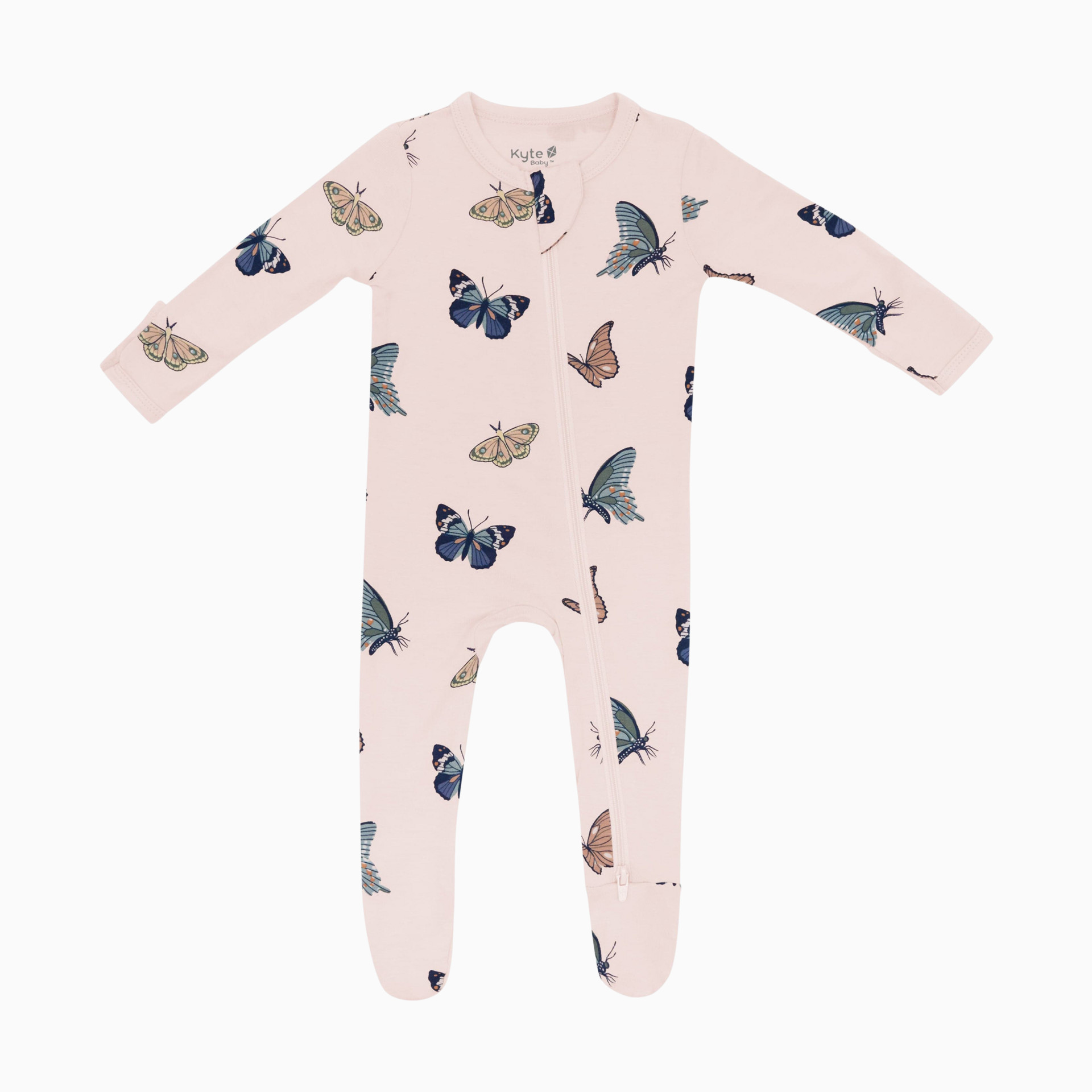 Katie BABY BUNNY SHOWER プレイスーツ Kyte Baby Printed Zipper Footie - Slate Rainbow, 0-3 M | Babylist Shop
