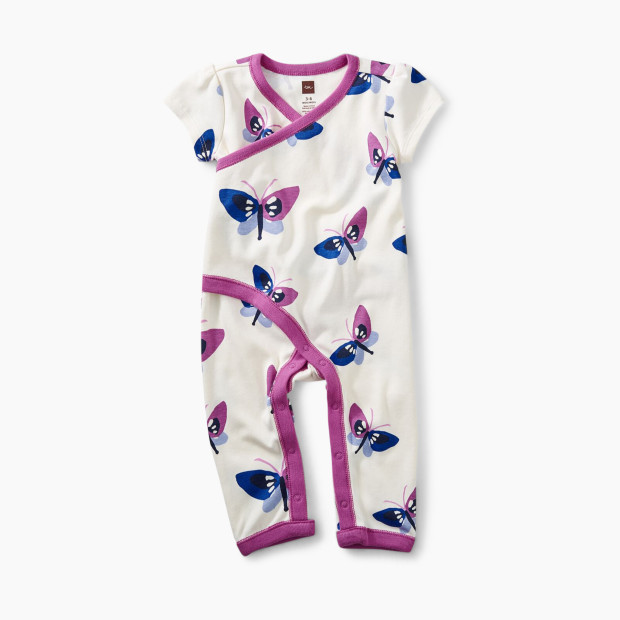 Tea Collection Wrap Baby Romper - Blobby Butterflies, 0-3 Months.