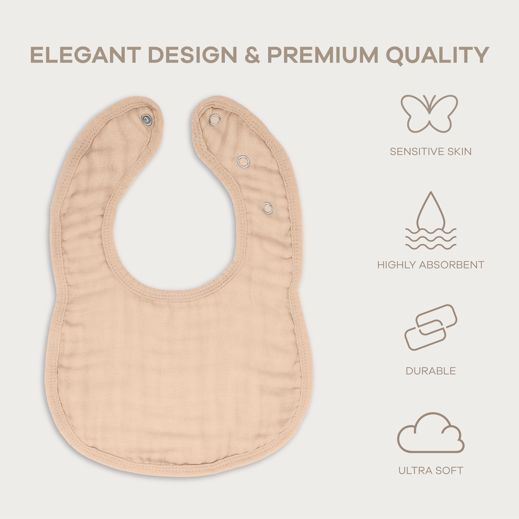 Comfy Cubs Muslin Bibs with Adjustable Snaps (4 Pack) - Blush, 4.