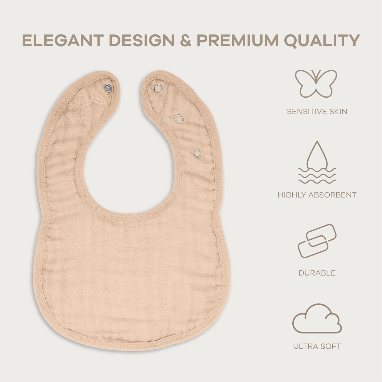 Comfy Cubs Muslin Bibs with Adjustable Snaps (4 Pack) - Blush, 4.