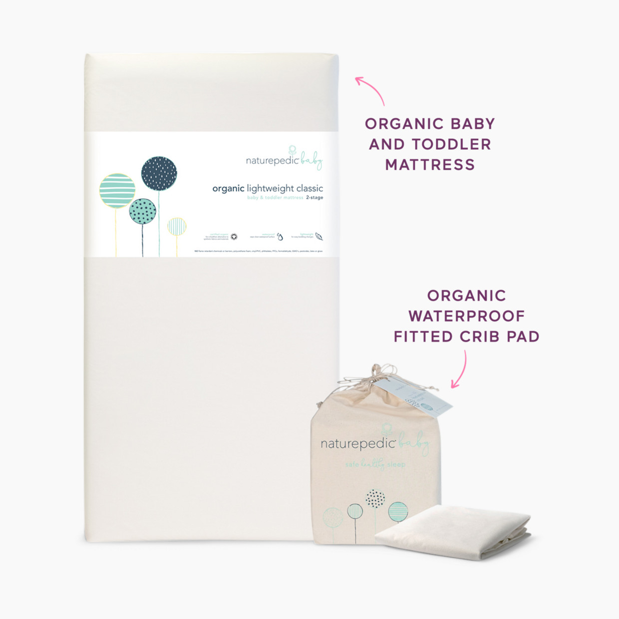 Naturepedic Organic 2-Stage Mattress & Cover Bundle.