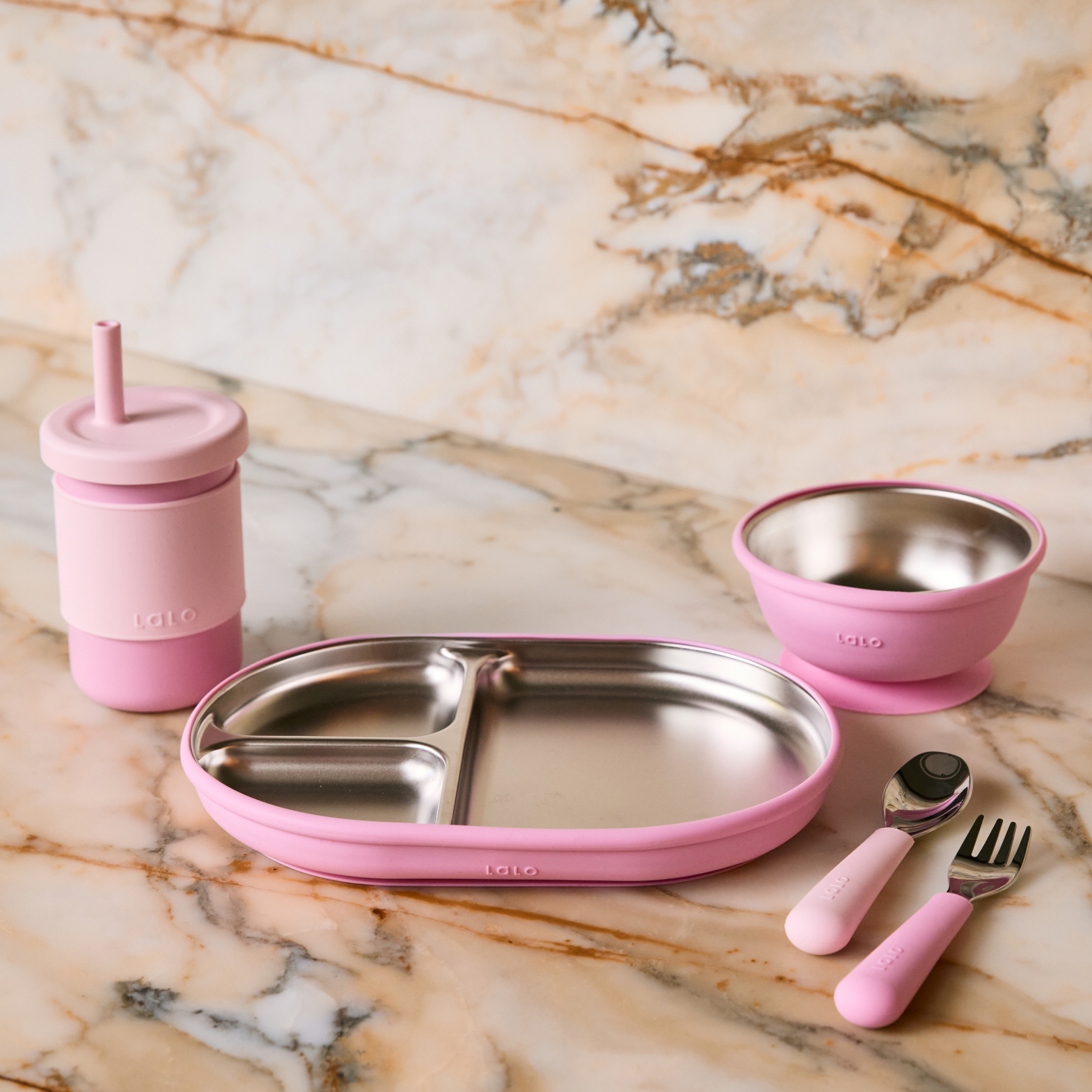 Lalo Stainless Steel Suction Plate - Sage.