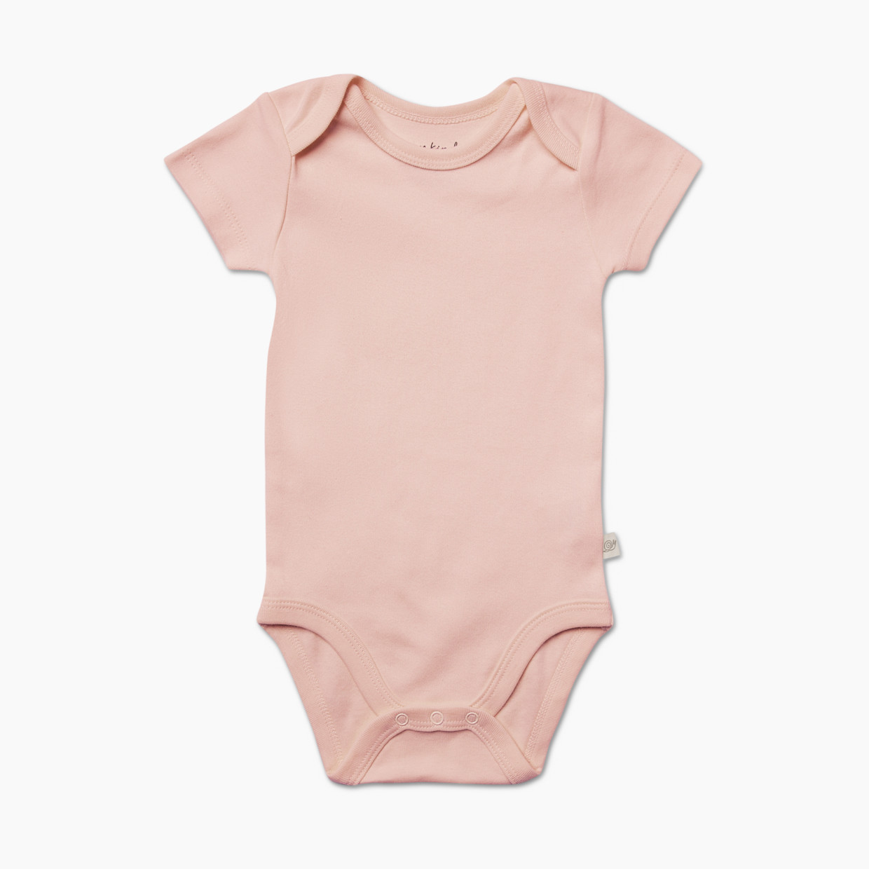 Tiny Kind Solid Short Sleeve Organic Cotton Bodysuit - Cloud Pink, 0-3 M.