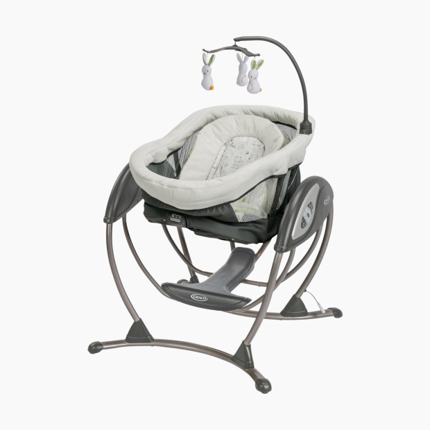 BEABA Up and Down Portable Baby Rocker | 4 Height Levels and 3 Reclining  Positions with One Click| Soft Padding Seat | Gray