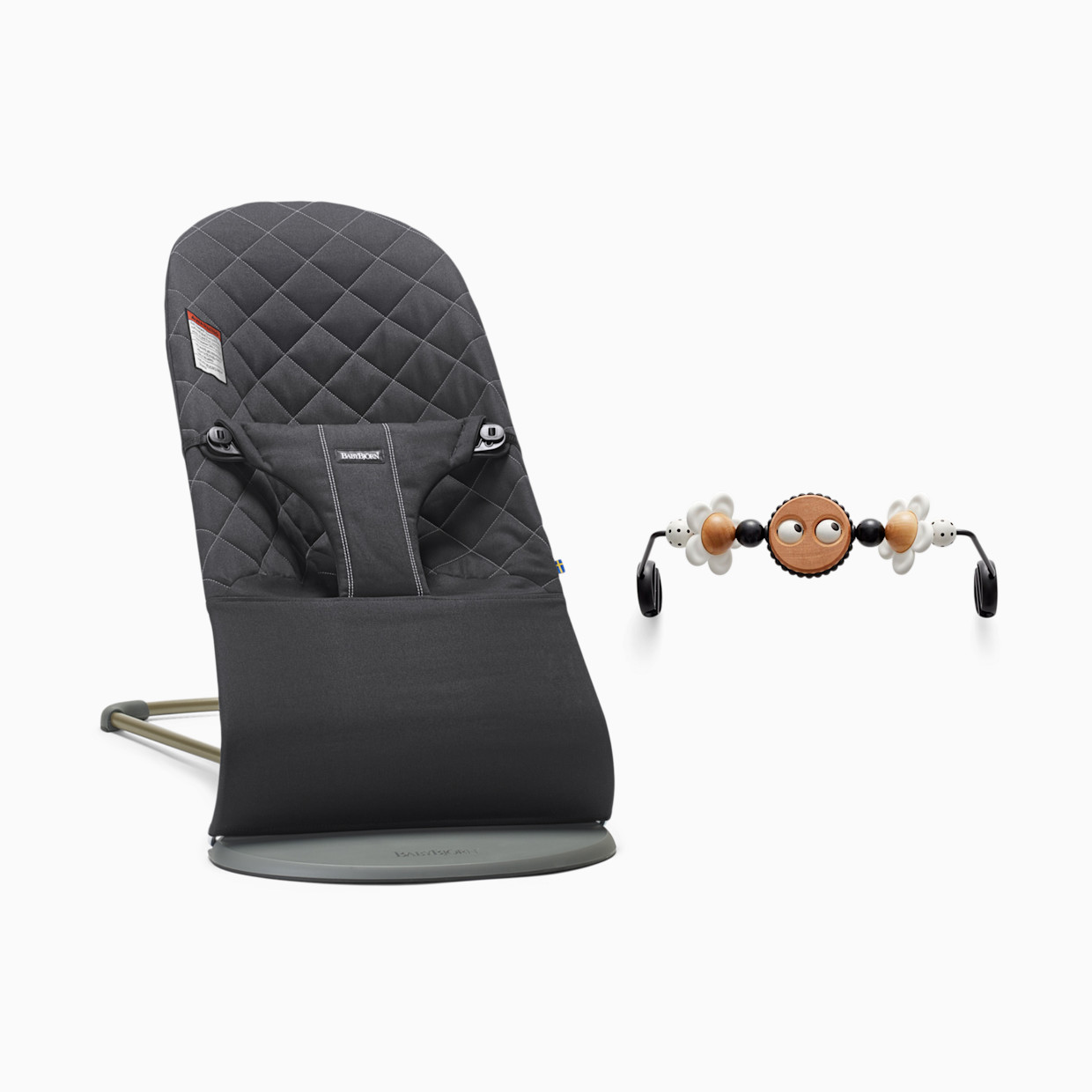 BabyBjörn Bouncer Bliss and Toy Bar Bundle - Black/Bw Googly Eyes.