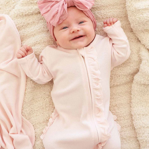 Caden Lane Bamboo Waffle Ruffle Zipper Footie.