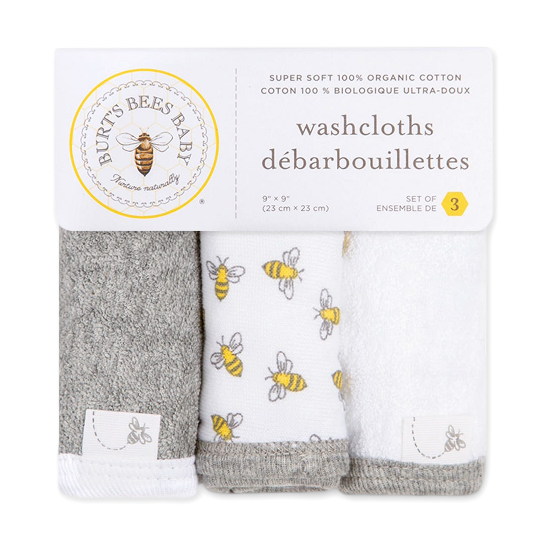 Burt's Bees Baby Organic Washcloth (3 Pack) - Cloud Honey Bee ...