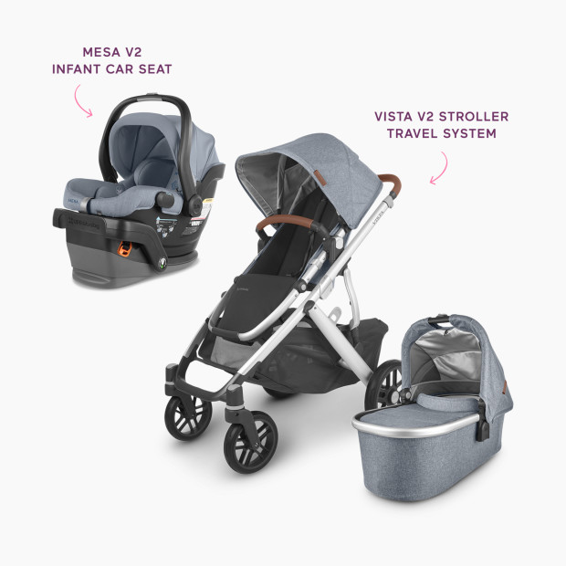 UPPAbaby MESA V2 Infant Car Seat & VISTA V2 Stroller Travel System - Mesa V2 Gregory/Vista V2 Gregory.