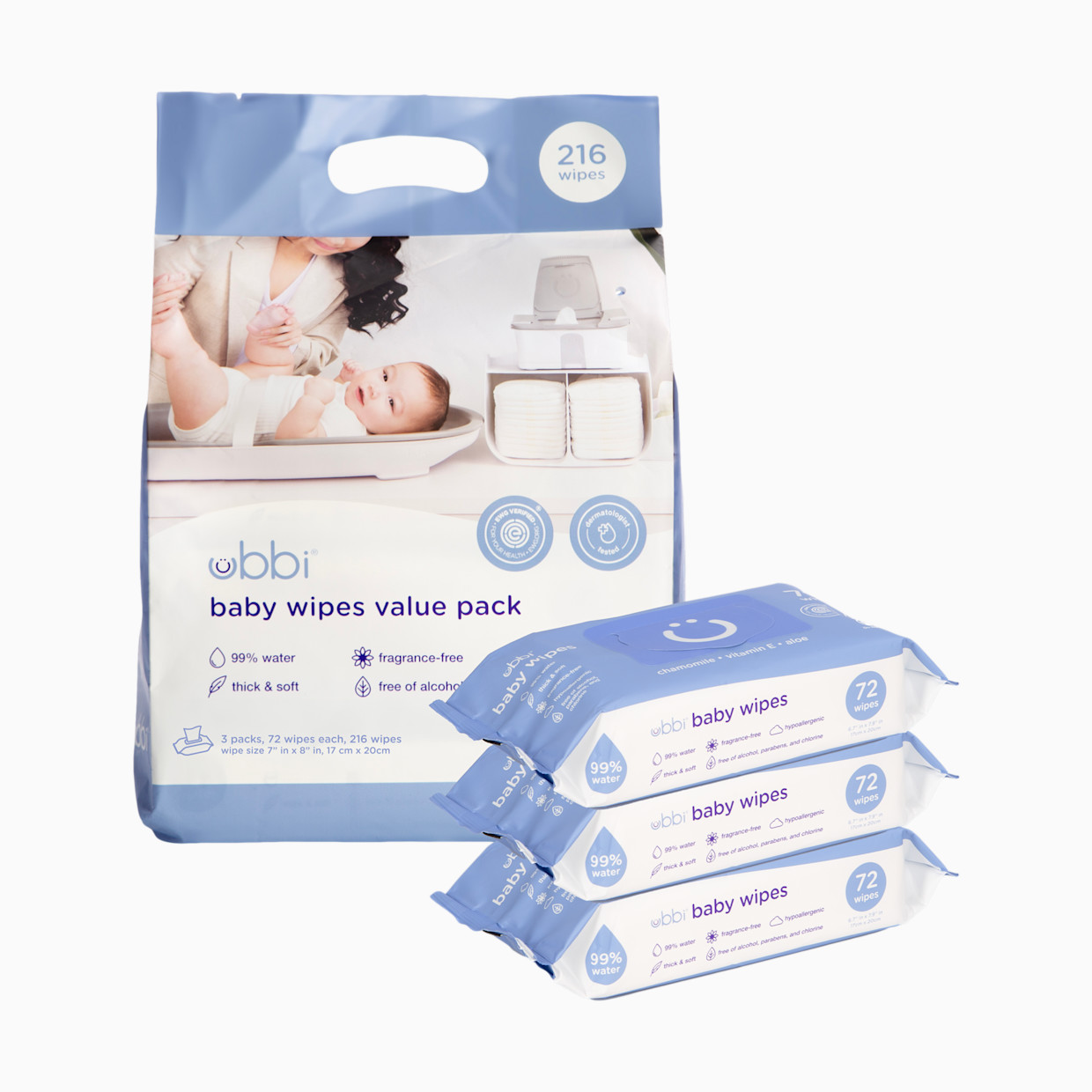 Ubbi Baby Wipes - 216 Count.
