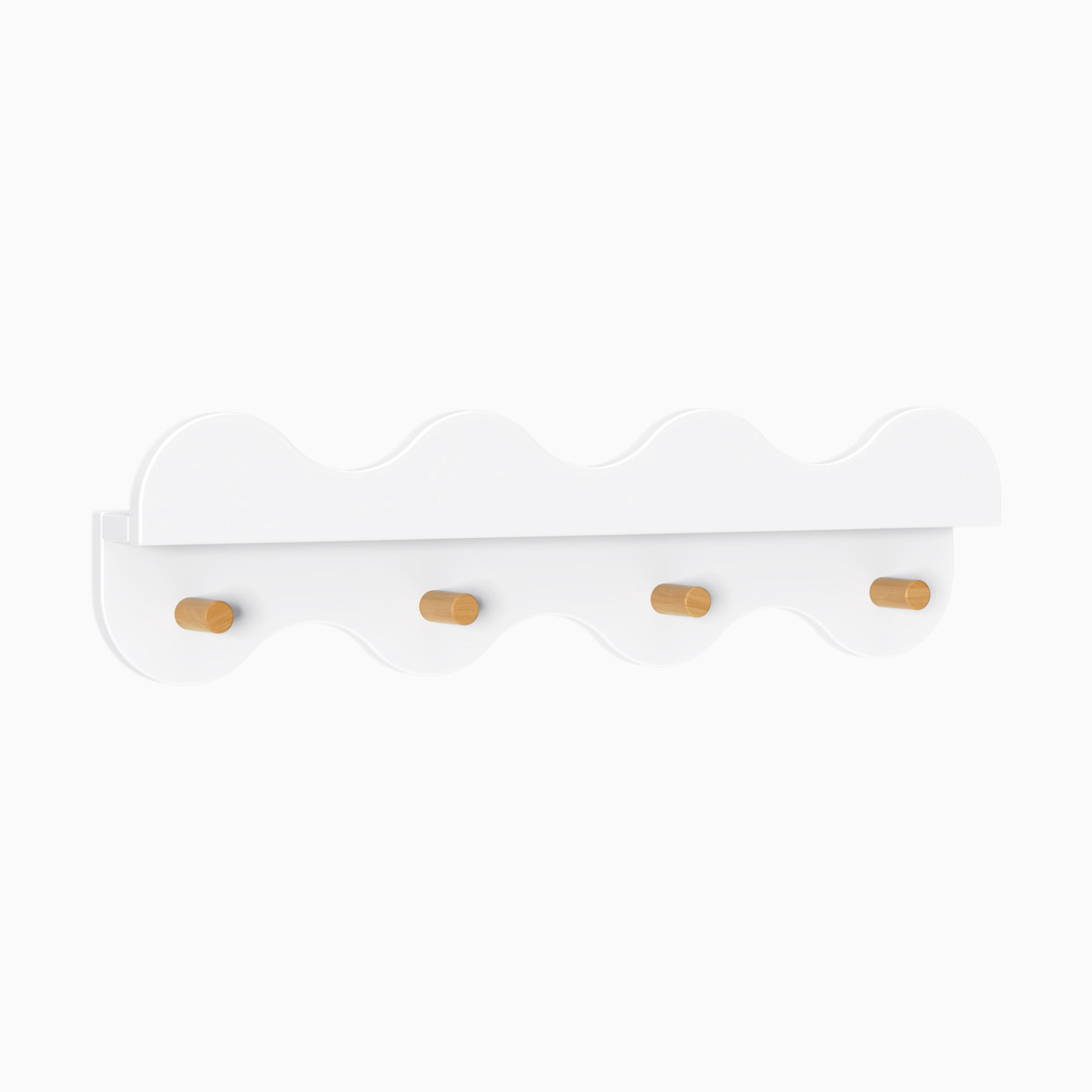 babyletto Lido Wave Bookshelf with Hooks - White/Honey.