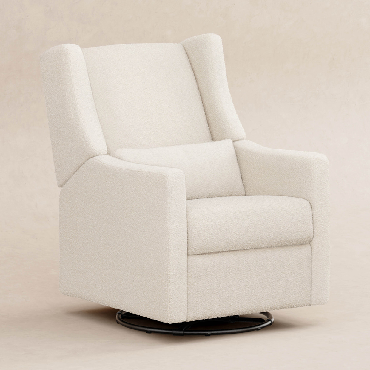 babyletto Kiwi Manual Recliner and Swivel Glider - Performance Ivory Boucle.