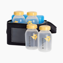 Medela Breast Milk Storage Cooler Bag with Contoured Ice Pack, 4 Bottles and Lids, Convenient Breastmilk Transport