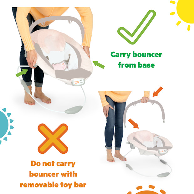 Bright Starts Playful Paradise Vibrating Baby Bouncer with Toys.