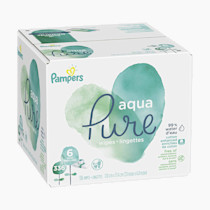 Pampers Baby Wipes Aqua Pure, 99% water-based wipes, Hypoallergenic and Unscented Infant Wipe, 336 Total (6 Flip-Top Packs)