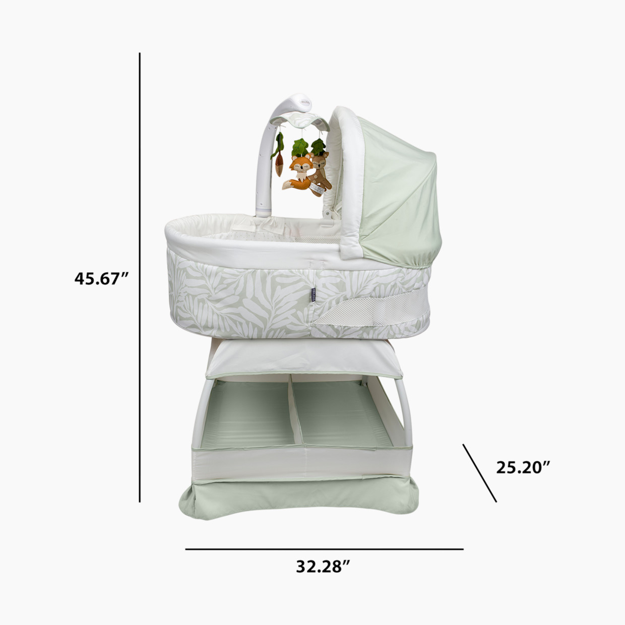 TruBliss Sweetli Calm Bassinet - Sage Fern Leaves.