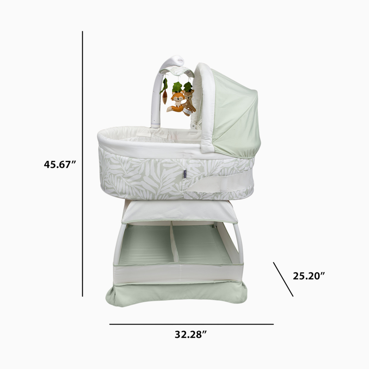 TruBliss Sweetli Calm Bassinet - Sage Fern Leaves.