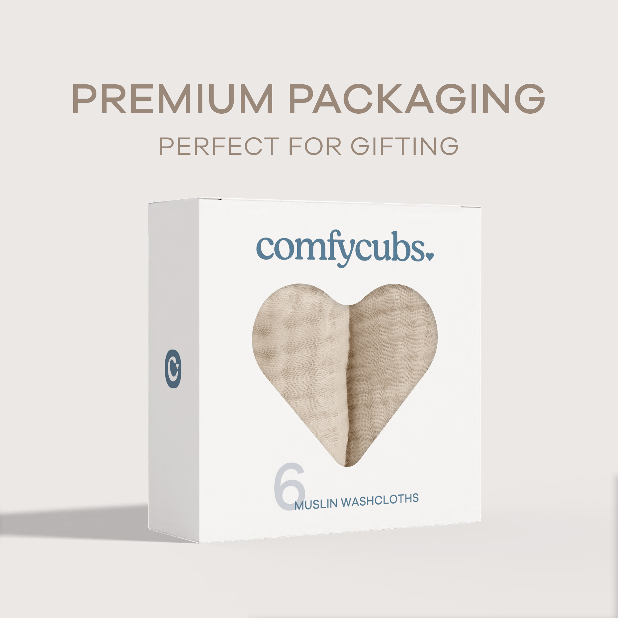 Comfy Cubs 6-Layer Muslin Baby Washcloths Set - Sand, 6.