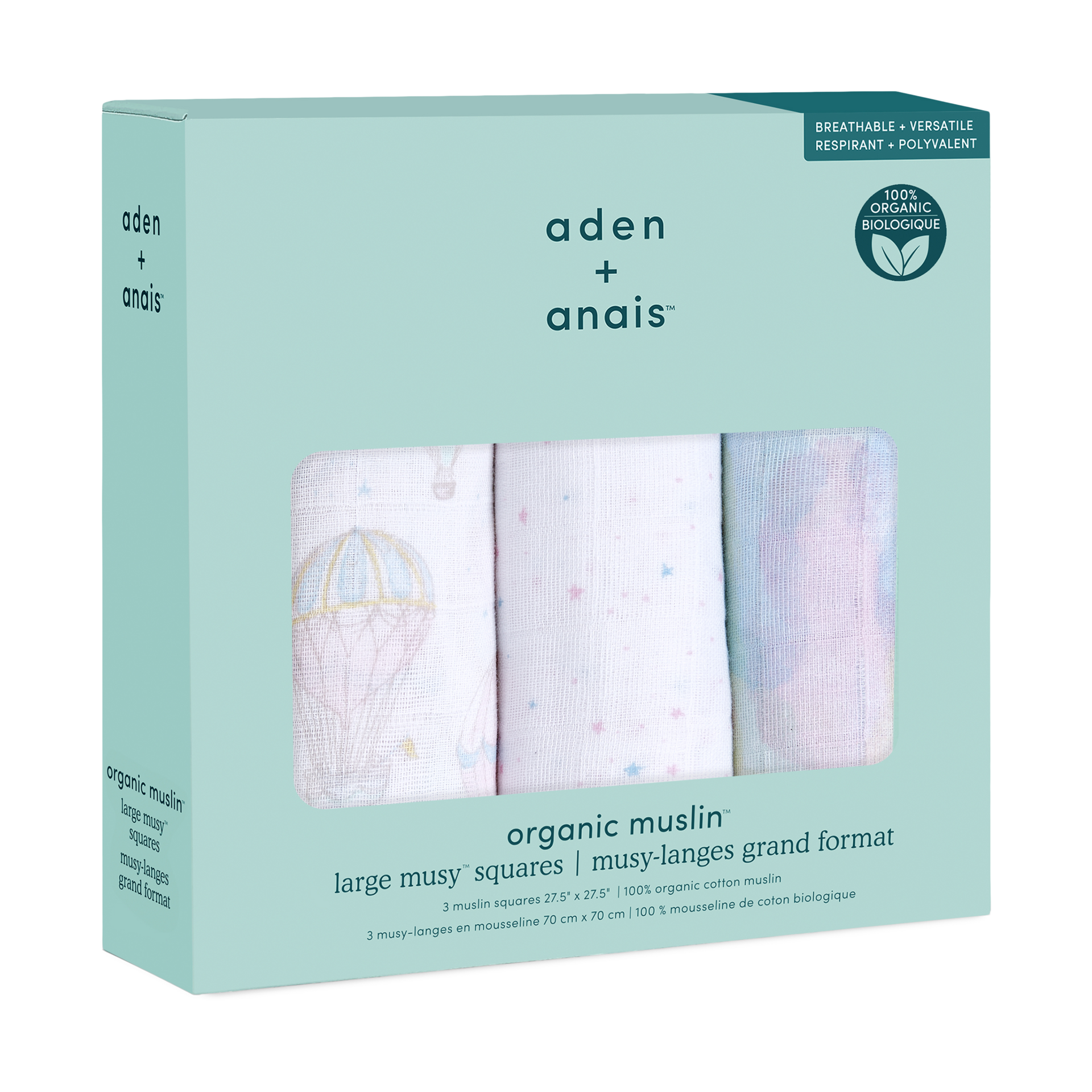 Aden + Anais Organic Muslin Squares (3 Pack) Above The Clouds