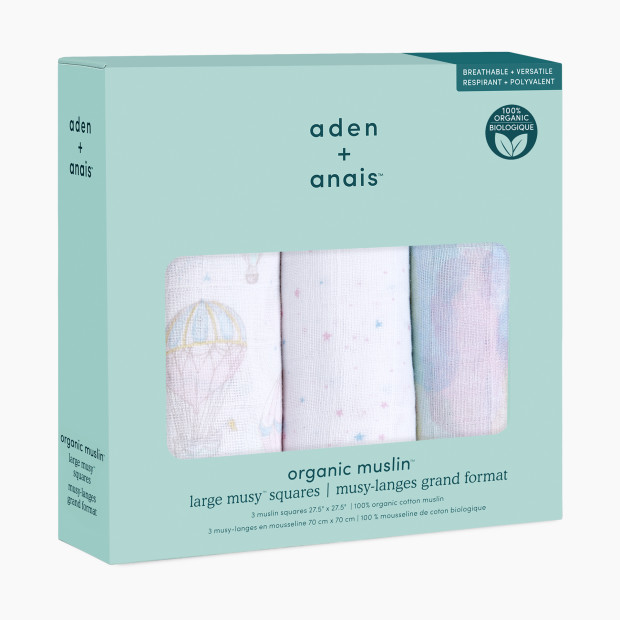 Aden + Anais Organic Muslin Squares (3 Pack) - Above The Clouds.