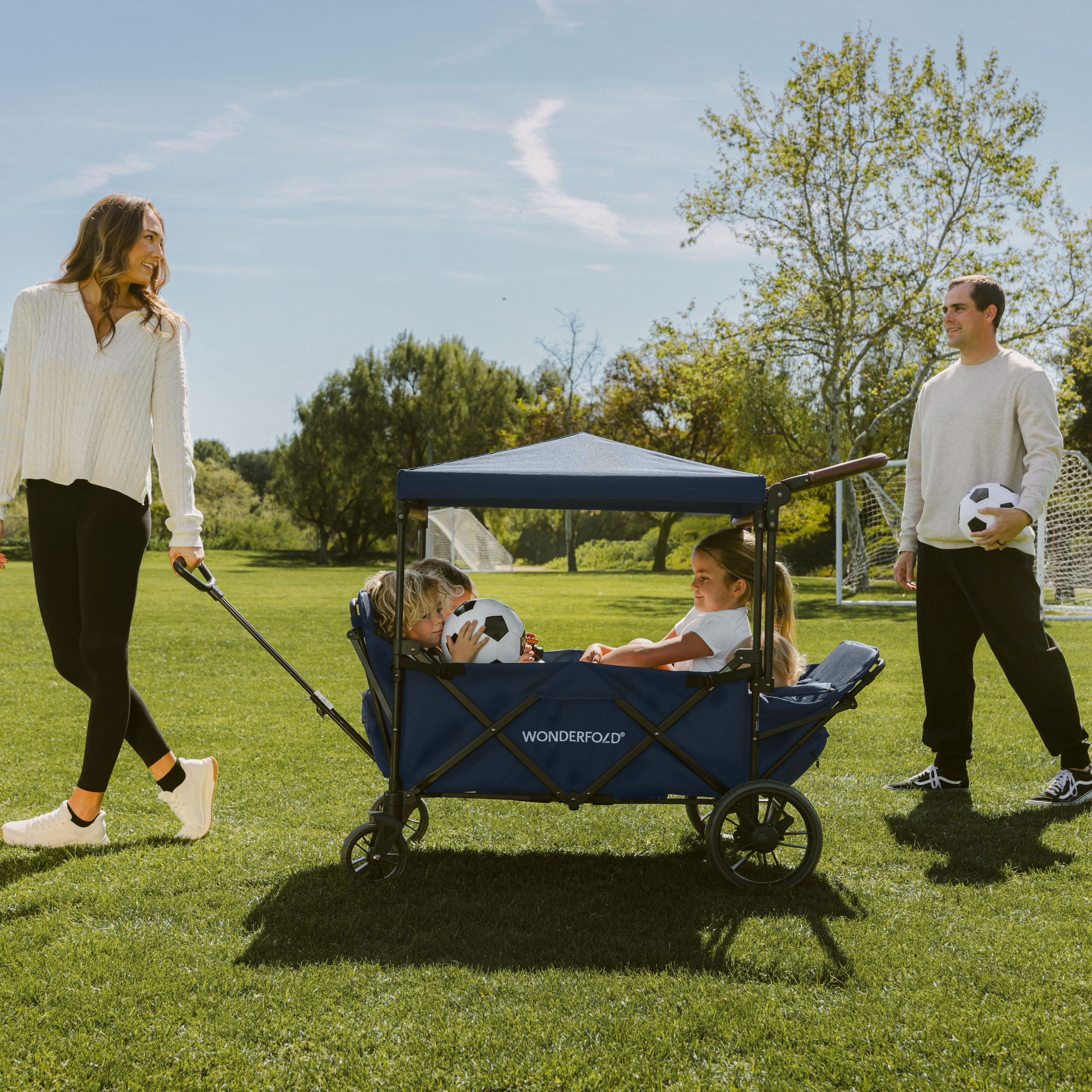 WonderFold Wagon Push & Pull Quad Stroller Wagon - Navy.