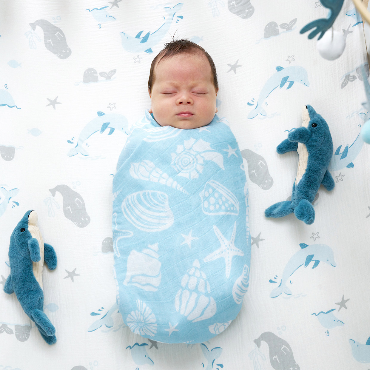 Momcozy Muslin Swaddle Blanket (4 Pack) - Ocean Pixie Dream.