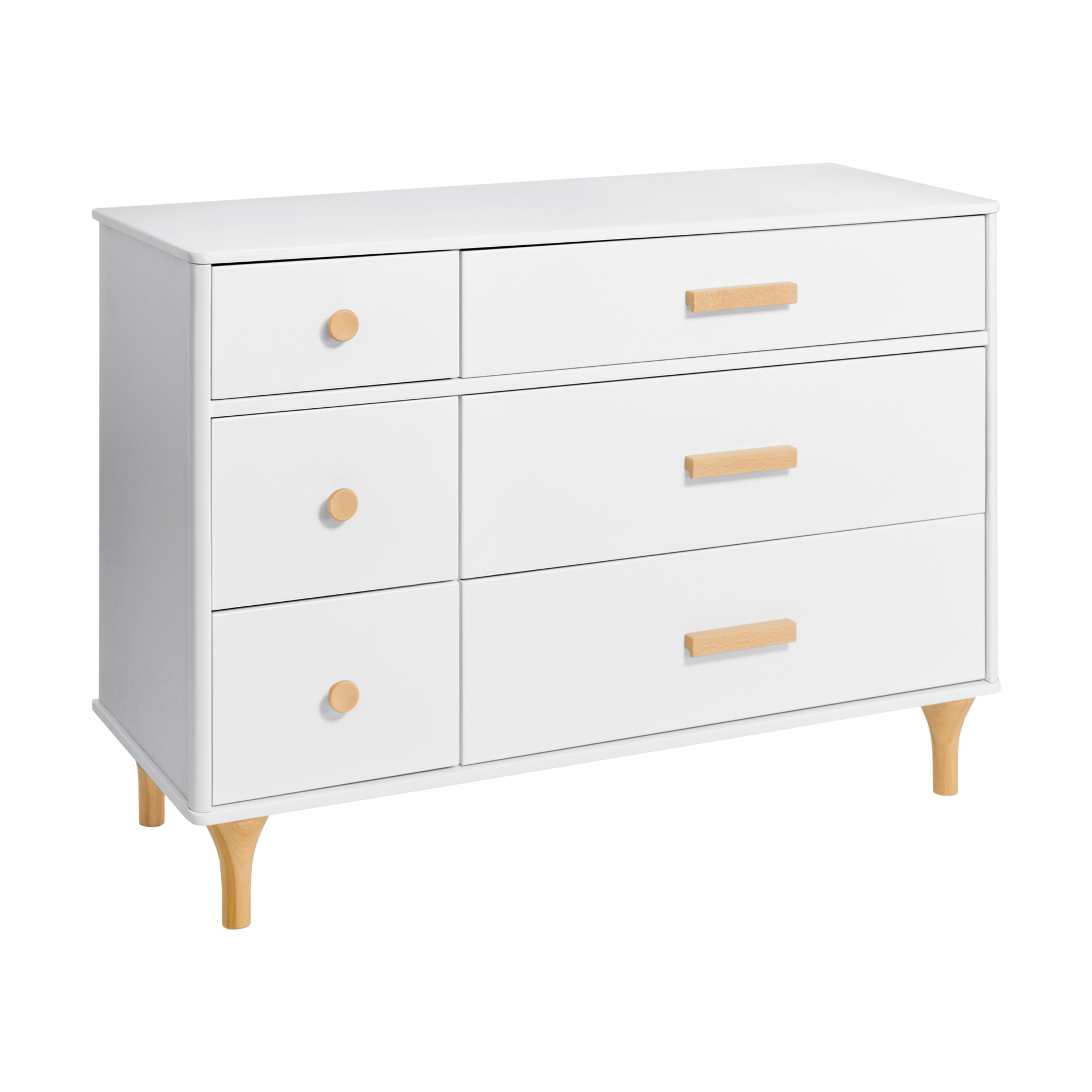 babyletto Lolly 6-Drawer Double Dresser - White / Natural.