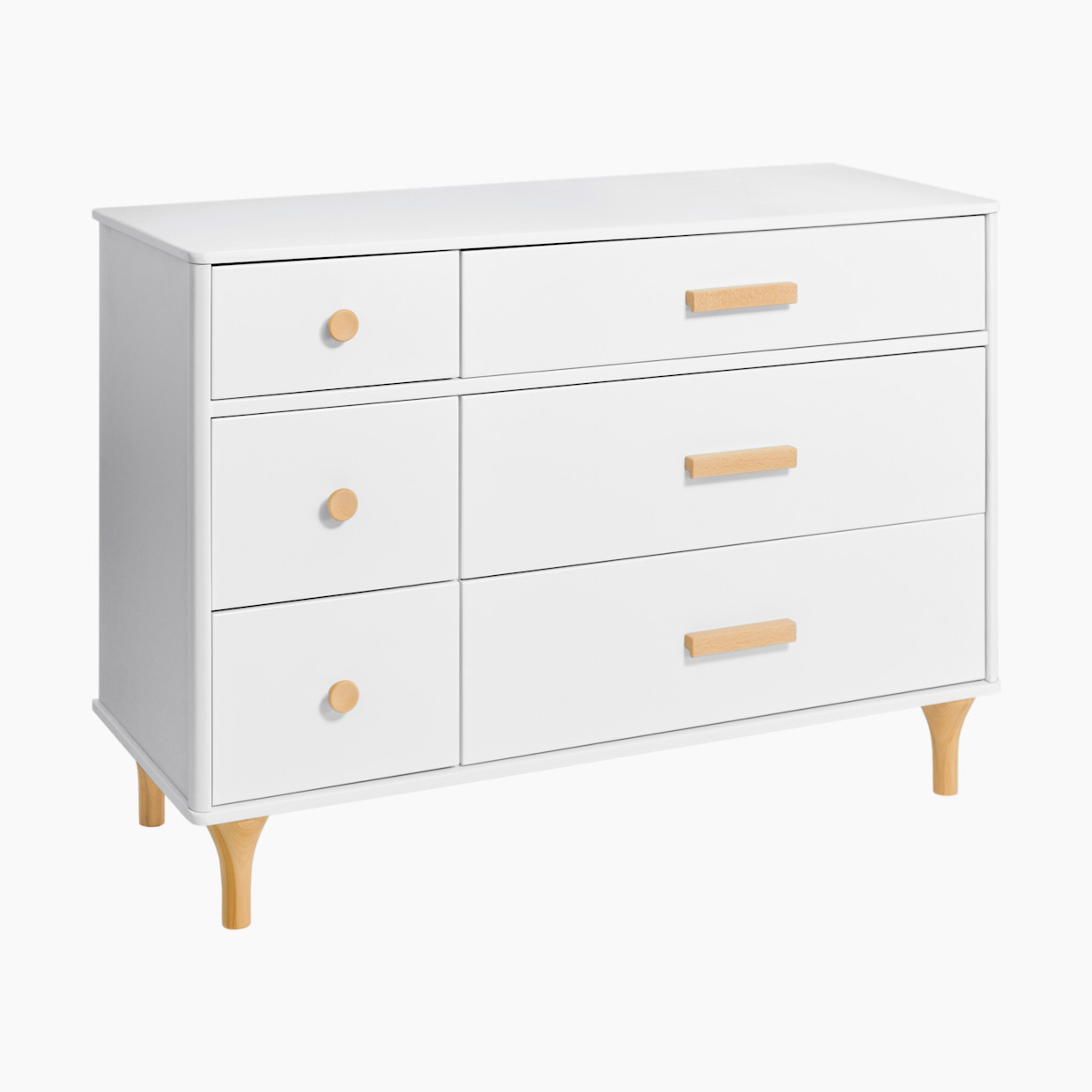 babyletto Lolly 6-Drawer Double Dresser - White / Natural.
