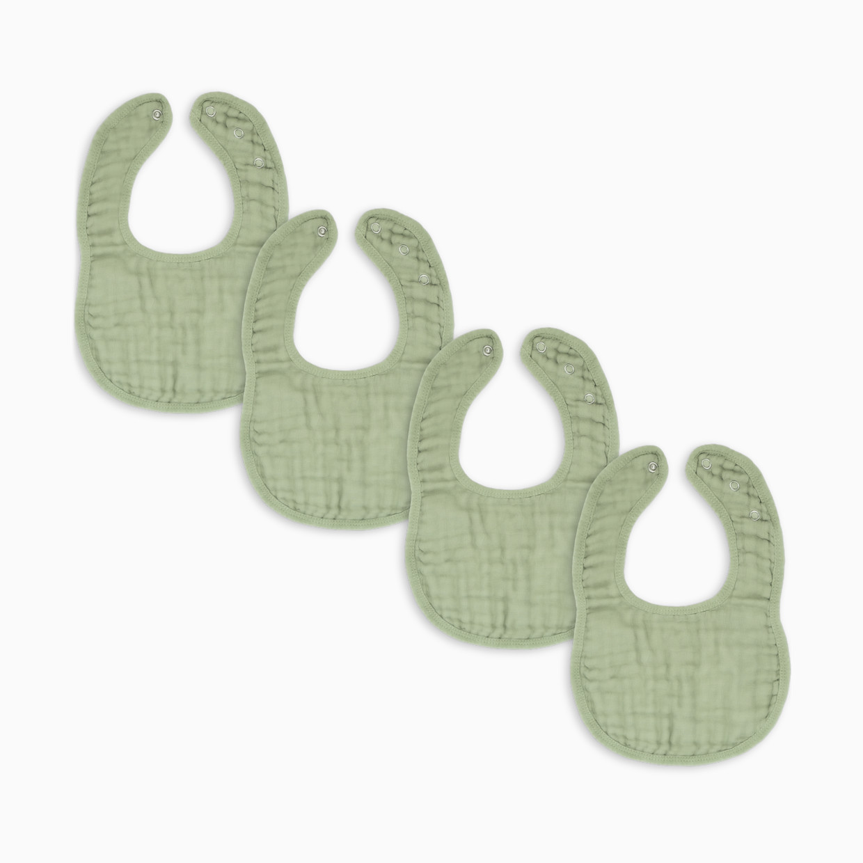 Comfy Cubs Muslin Bibs with Adjustable Snaps (4 Pack) - Sage, 4.