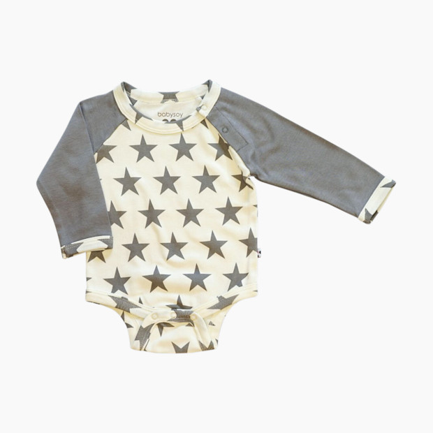 Babysoy Organic Cotton Star Bodysuit - Thunder, 6-12 Months.