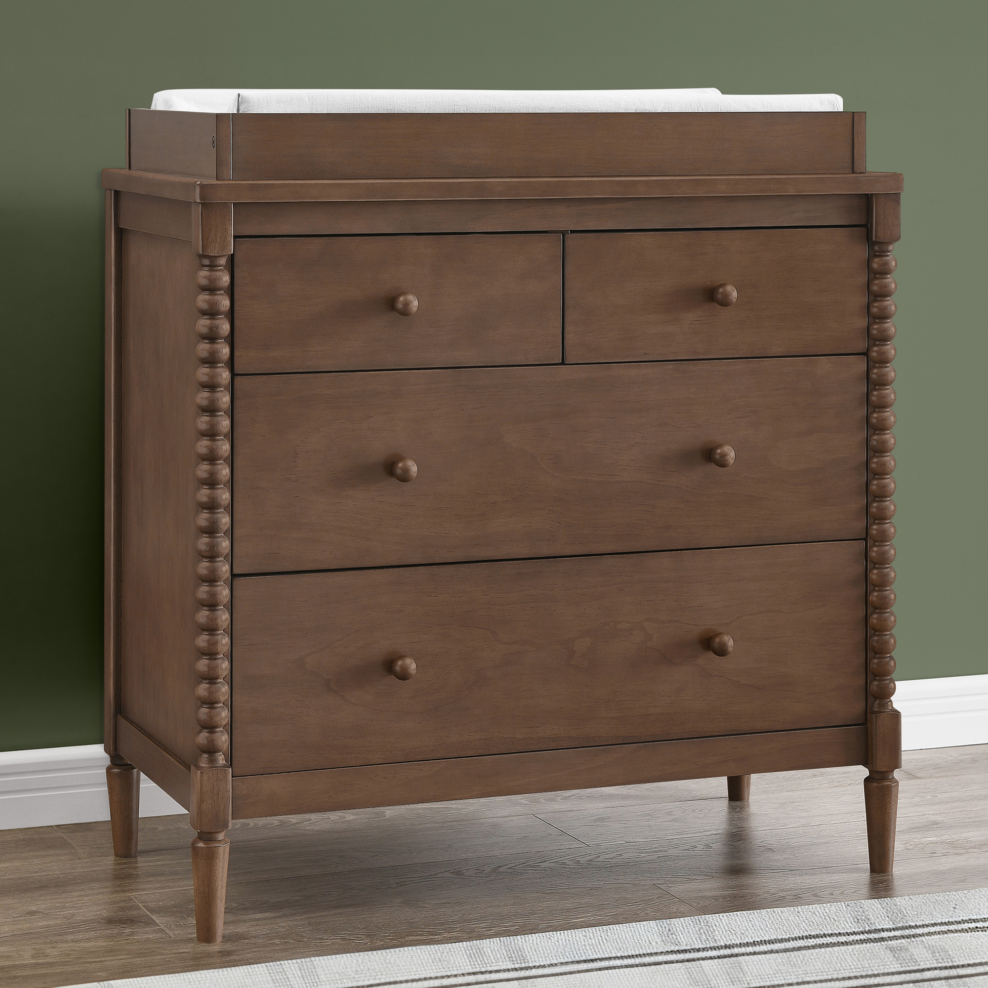 Delta Children Saint 4 Drawer Dresser with Changing Top - Teak Brown.