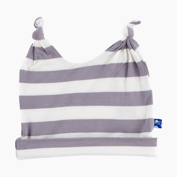 KicKee Pants Essentials Print Double Knot Hat - Feather Contrast Stripe, 0-3 Months.