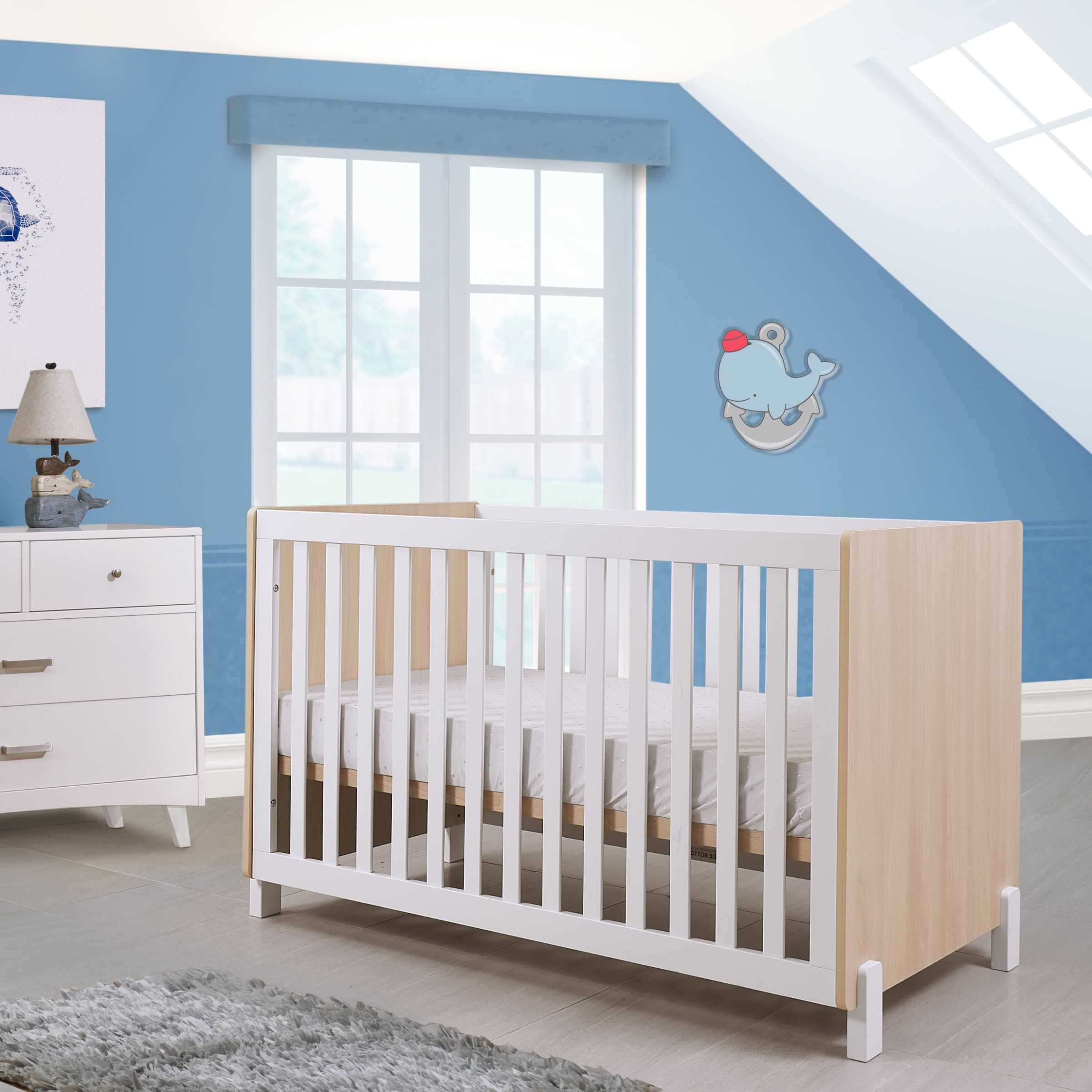 Sorelle Pannello Crib - Nebbia And White.