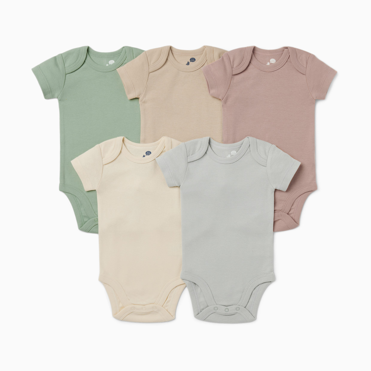 Small Story Short Sleeve Bodysuit Solid (5 Pack) - Dusty Neutrals, 0-3 M.