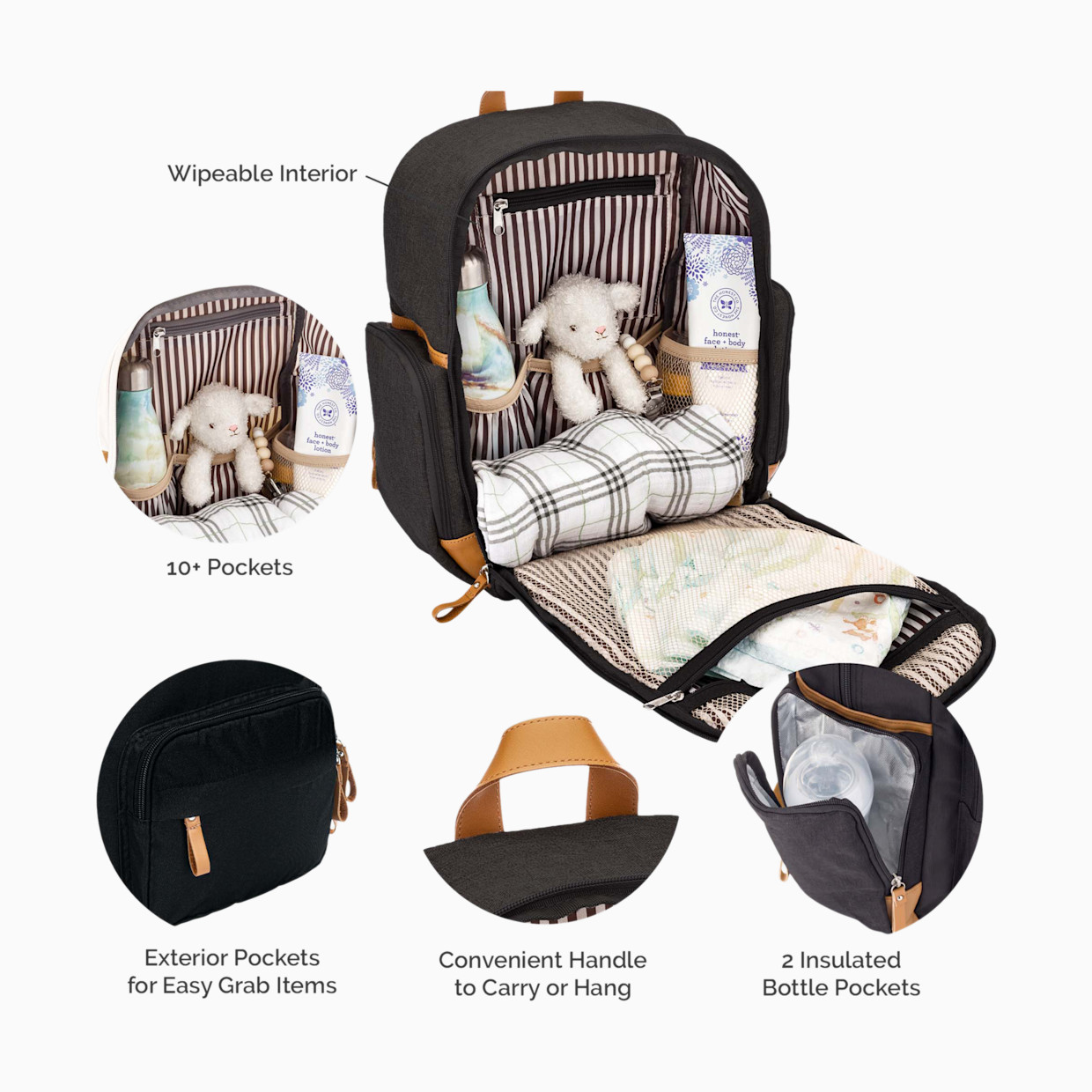 Parker Baby Co. Birch Bag Mini Diaper Backpack - Black.