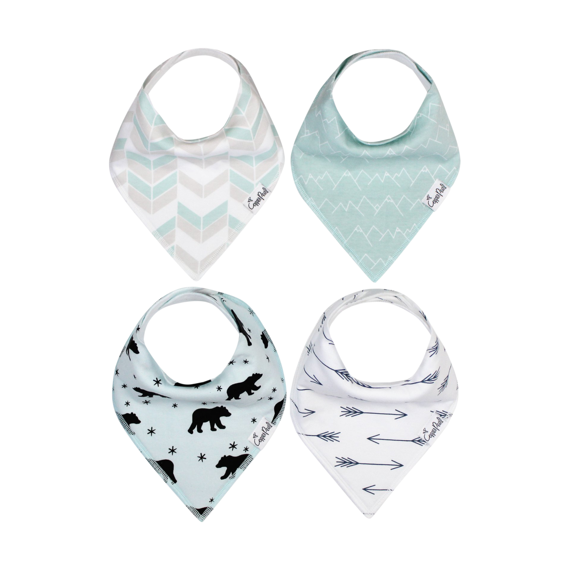 Copper Pearl Baby Bibs 4 Pack, Bandana Drool Bibs for Baby Girl & Boy, Soft Cotton Bibs for Drooling and Teething