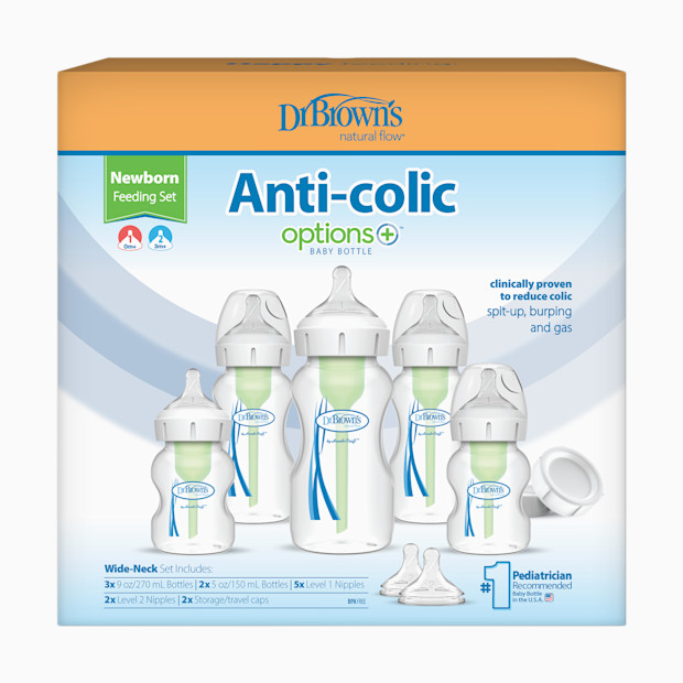 Dr. Brown's Anti-colic Options+ Wide-Neck Baby Bottle Newborn Feeding Gift Set.