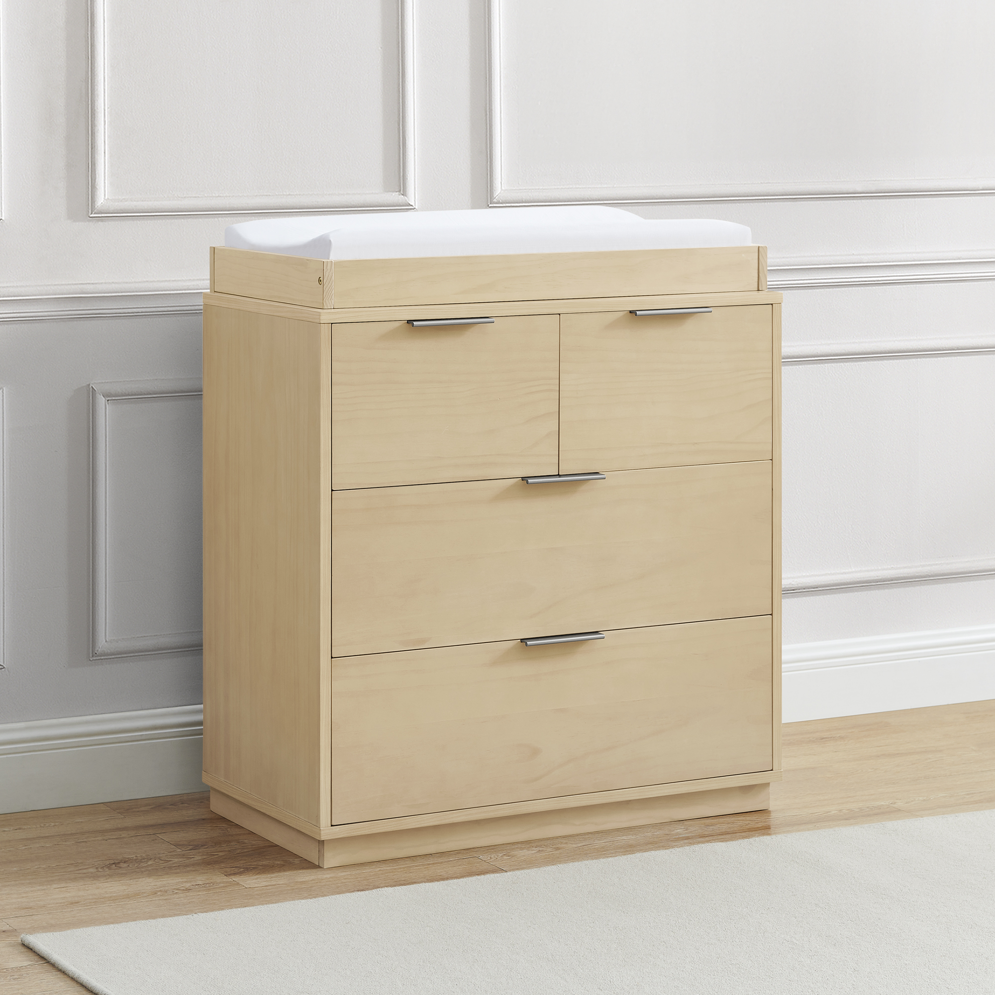 Delta Children Forever 4 Drawer Dresser with Changing Top and Interlocking Drawers - Natural Sandstone.