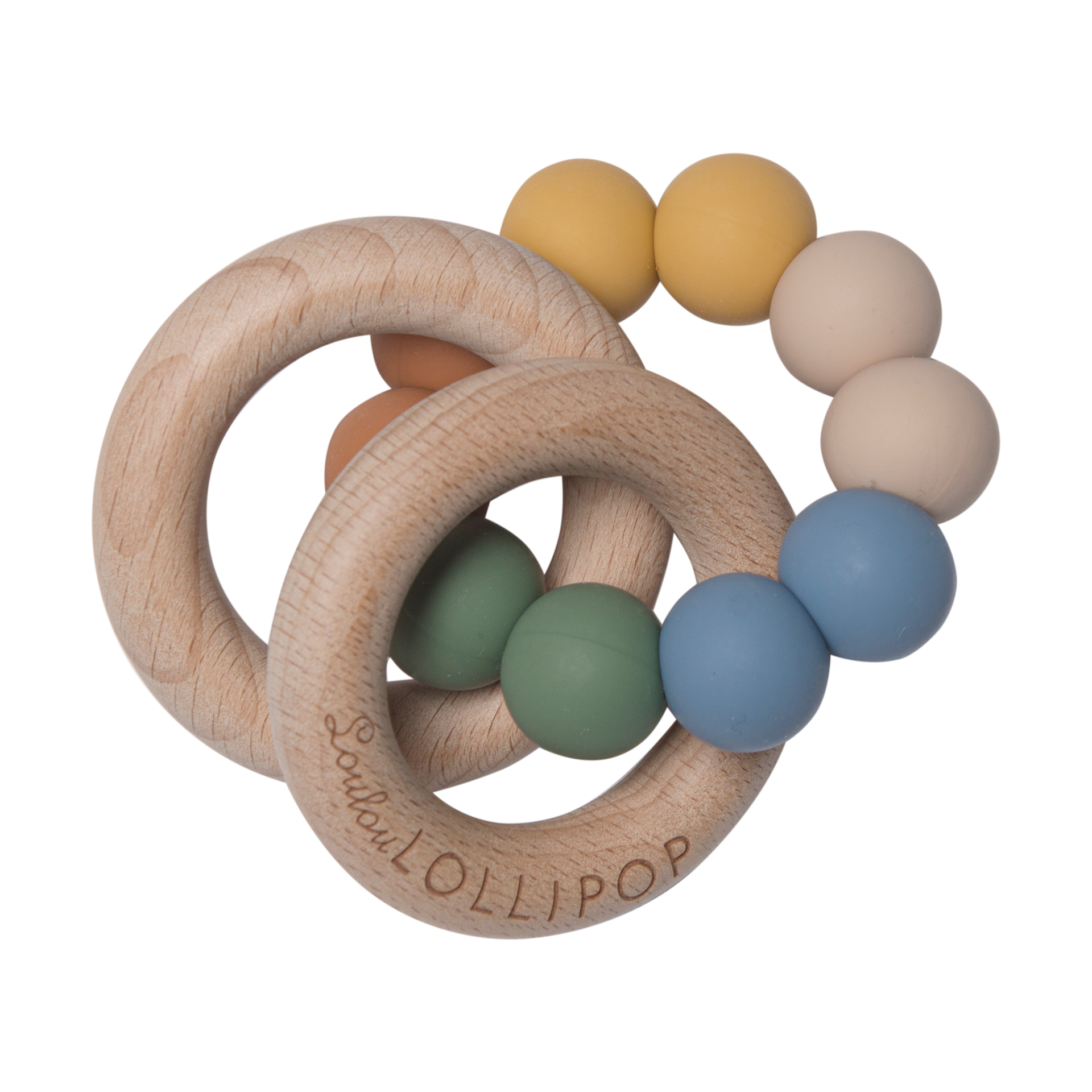 Loulou Lollipop Loulou Lollipop x Babylist Bubble Silicone & Wood Teething Rattle.