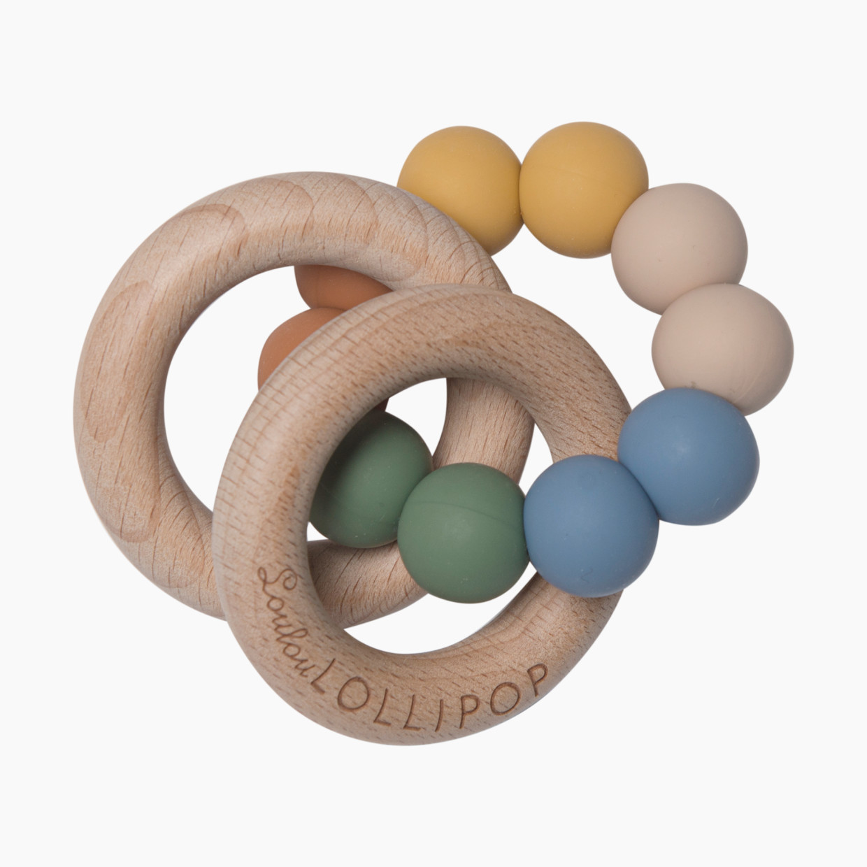 Loulou Lollipop Loulou Lollipop x Babylist Bubble Silicone & Wood Teething Rattle - Modern Primary Multi.